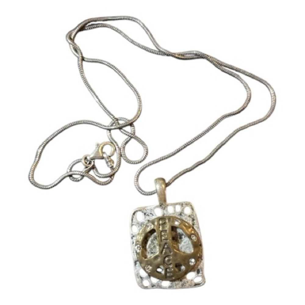 Sterling Silver Necklace & Sterling Silver Pendant with Peace Sign